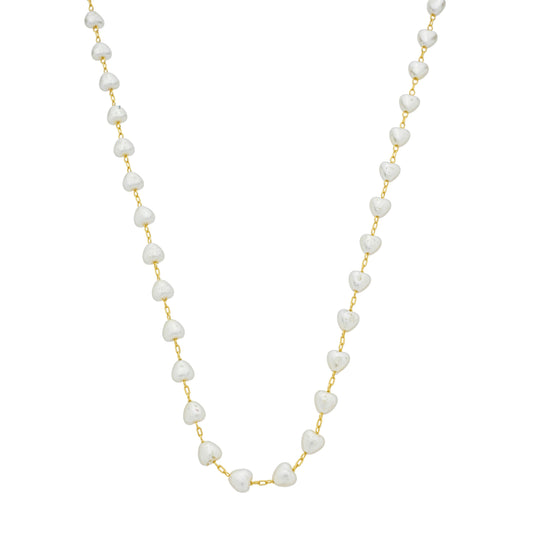 Colar Pérola Corações Longo 70 cm